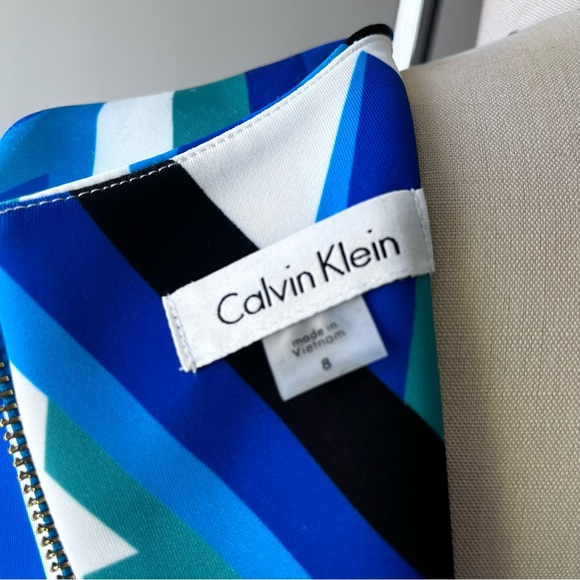 Calvin Klein cool tones abstract geometric dress; Size 8 - Picture 6 of 6